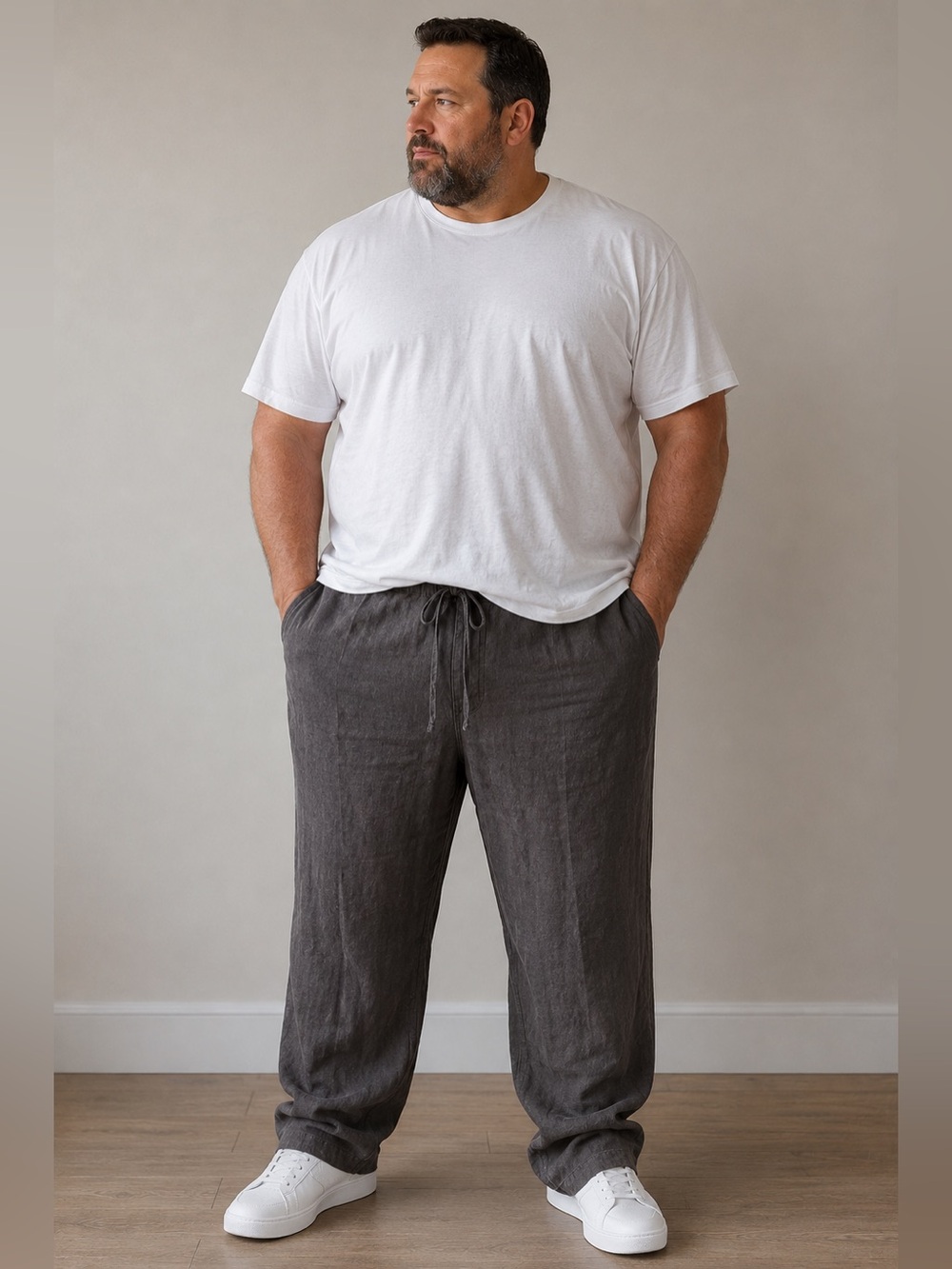 Onia men’s 100% Linen Drawstring Pants dark taupe XXL 2XL